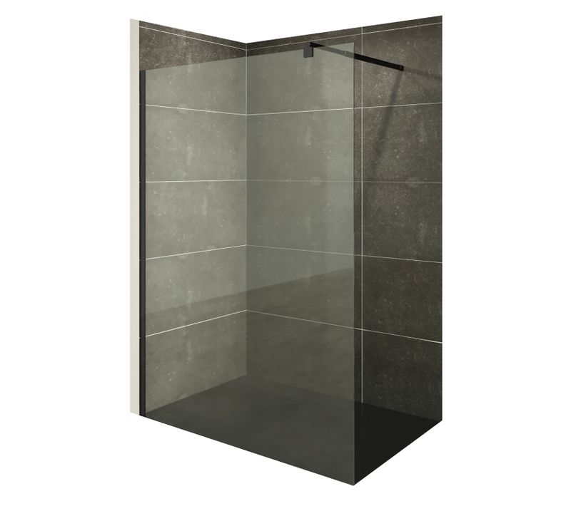 Paroi De Douche 170 X 200 Cm Verre 10mm Transparent, Profilés Noirs Roma-black