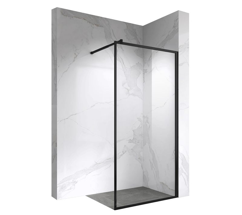 Paroi Douche Italienne Lucia 70x200 Cm Verre 8mm, Transparent Anticalcaire, Noir