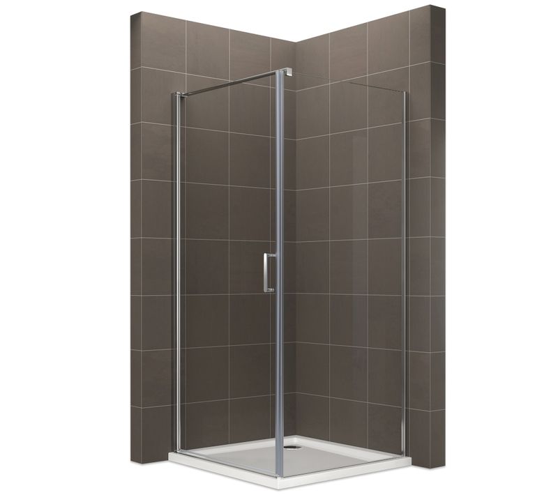 Cabine De Douche 90 X 90 Cm Helena H.190 Porte Battante Verre 6 Mm Transparent, Chromé