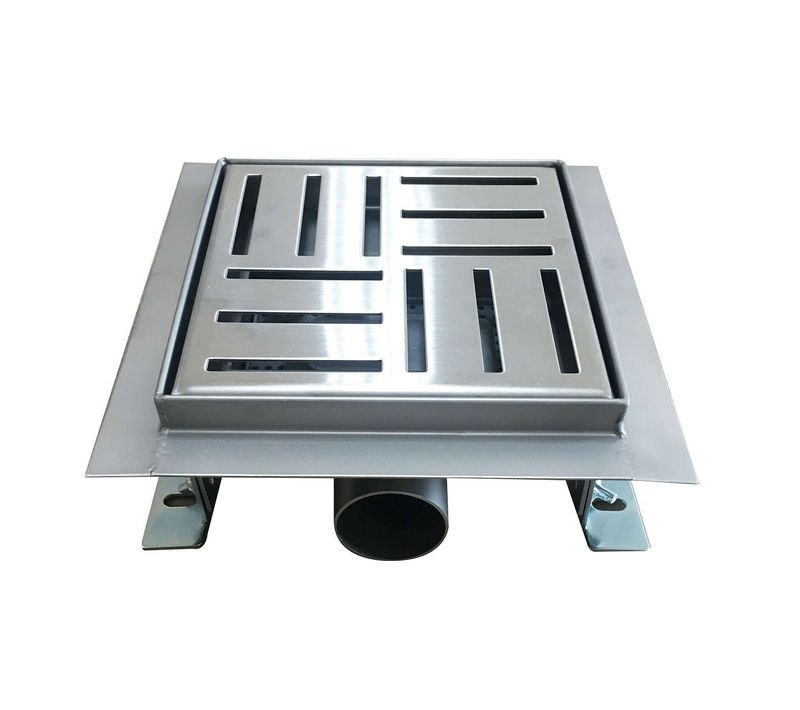 Caniveau Douche Carré Motif Quadrillé 12 X 12 Cm Anti-odeurs, Débit 36l/min, H. Réglable -domeo