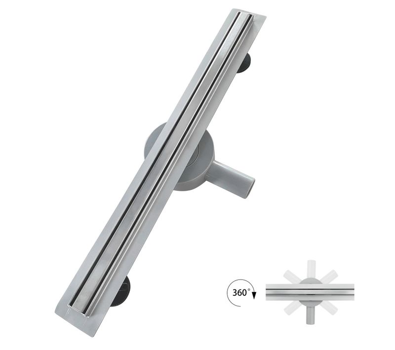Caniveau Douche Italienne Étroit L.90 Cm à Encastrer Inox, Siphon 360°, Drainage 36l/min -tika