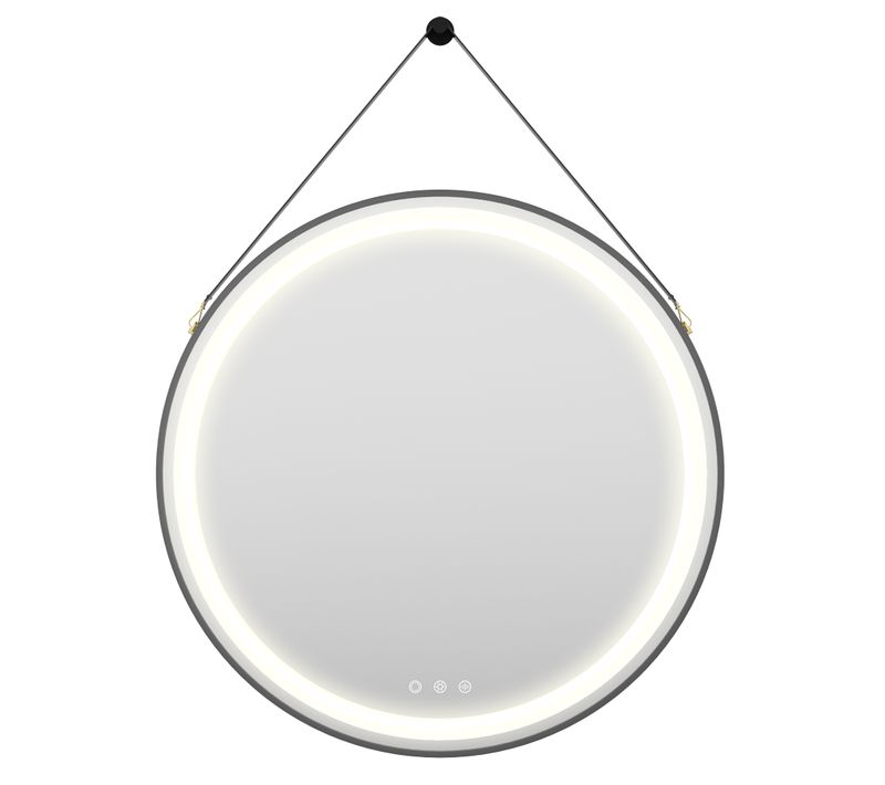 Miroir LED Lumineux Rond Noir D.80 Cm (2100 Lms) Antibuée + Intensité Et Couleur Réglables - Como