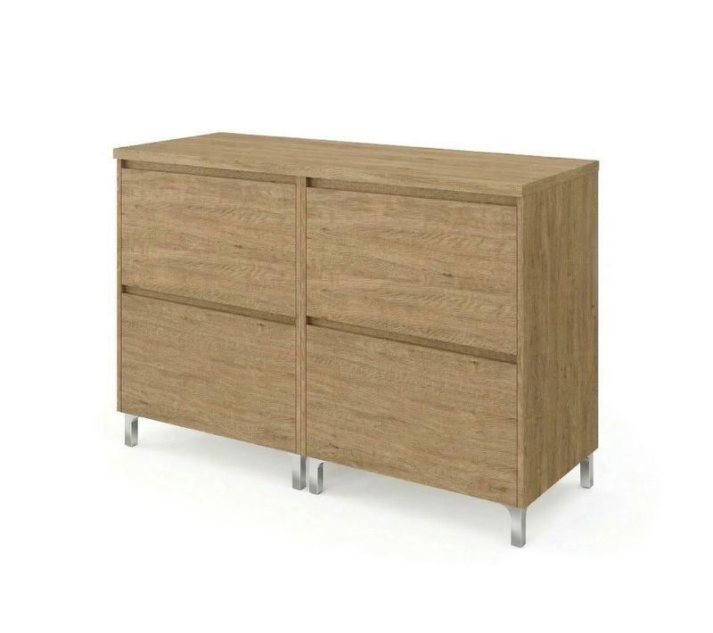 Meuble Double Vasque à Poser L.120cm Sur Pied Chêne Naturel Lisbona - Sans Colonne
