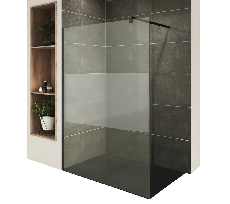 Paroi De Douche L. 160 X 200 Cm Verre Centre-opaque Ep. 8 Mm, Roma Black