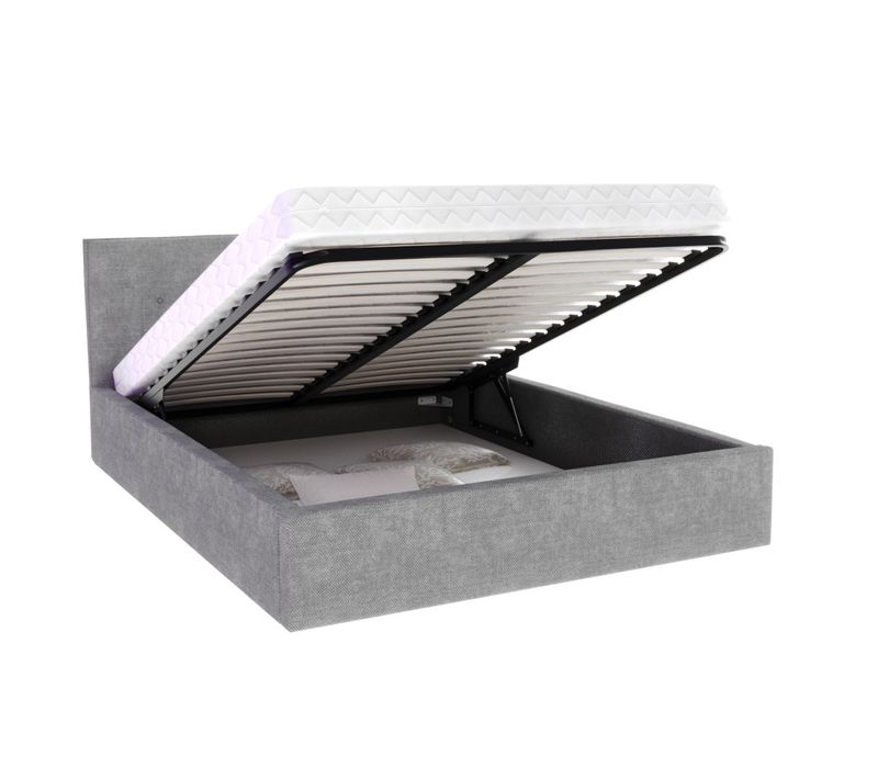 Lit Coffre Tulsa 140x200 Cm - Sommier Inclus Gris Clair