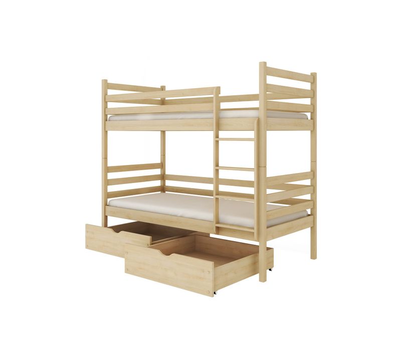 Lit Superposé Neo 90x190 - Sommiers Et Tiroirs Pin