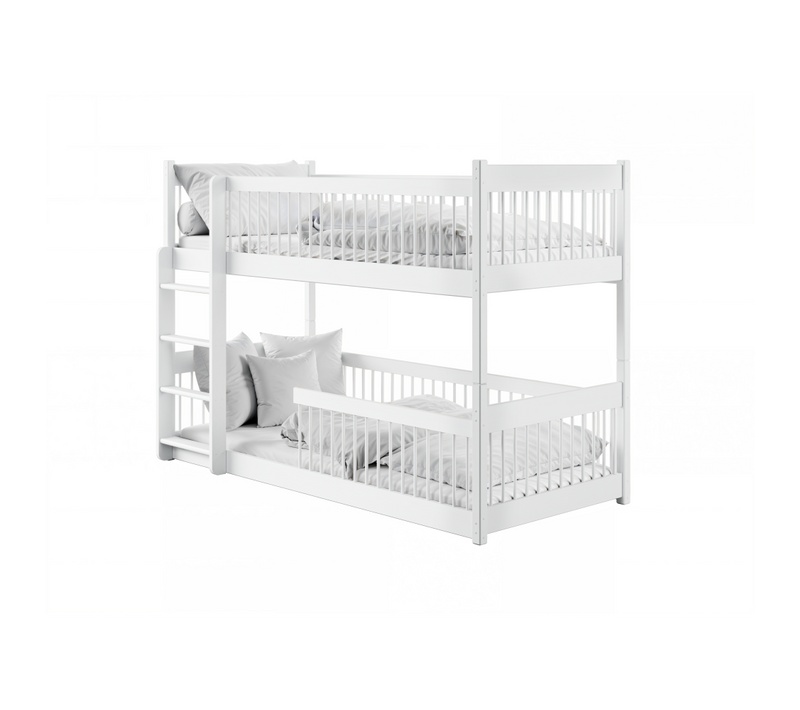 Lit Superposé Minelo 90x190 - Bois Massif Blanc - Blanc Livré Avec Sommiers