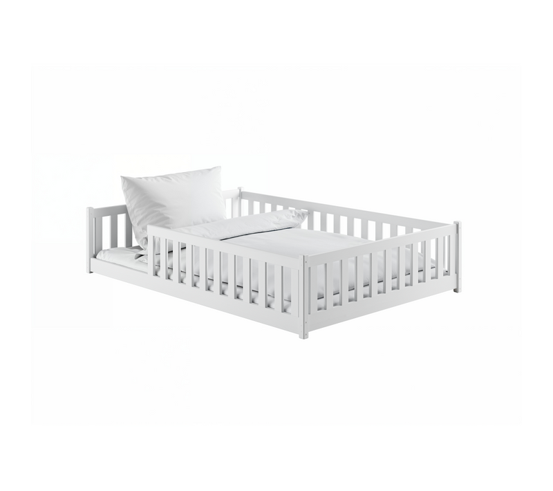 Lit Enfant Moti 120x200 Blanc - Blanc Livré Avec Sommiers