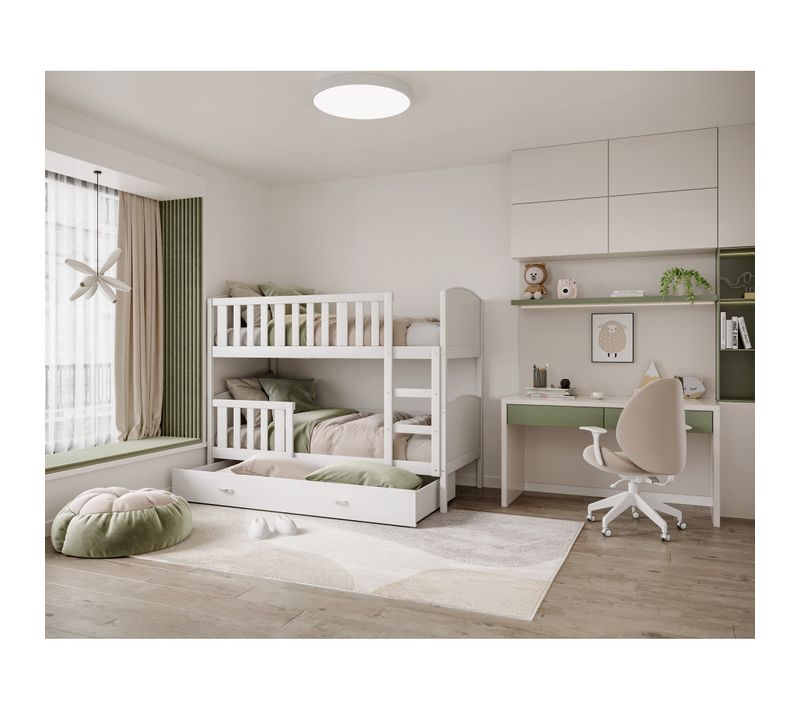 Lit Superpose  Timo 80x160 Tiroir Blanc - Blanc