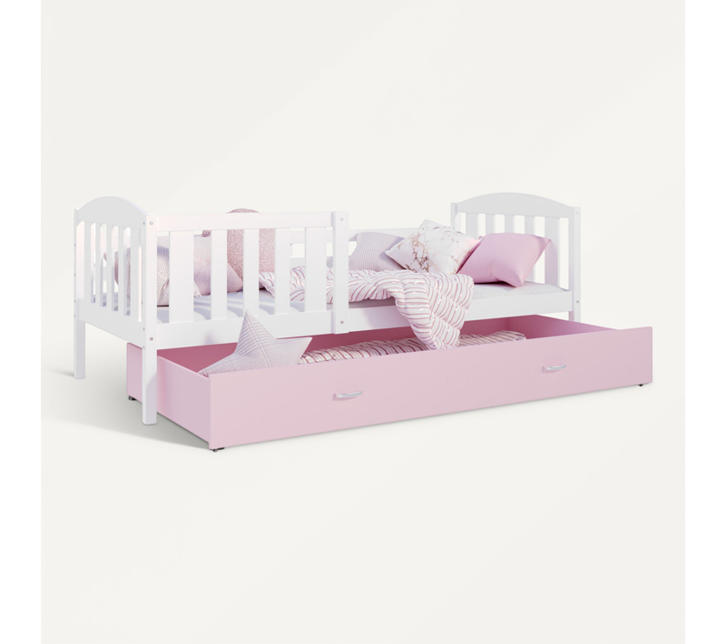 Lit Enfant Nilo 90x190 Tiroir Blanc - Rose