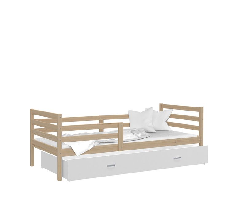 Lit Enfant Milan 80x160 Tiroir Pin - Blanc
