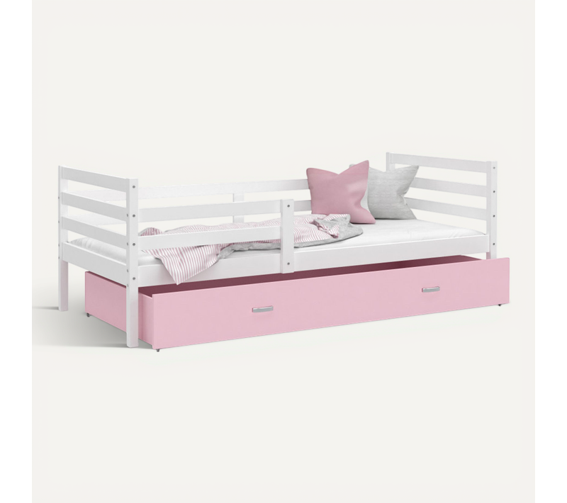 Lit Enfant Milan 80x160 Tiroir Blanc - Rose