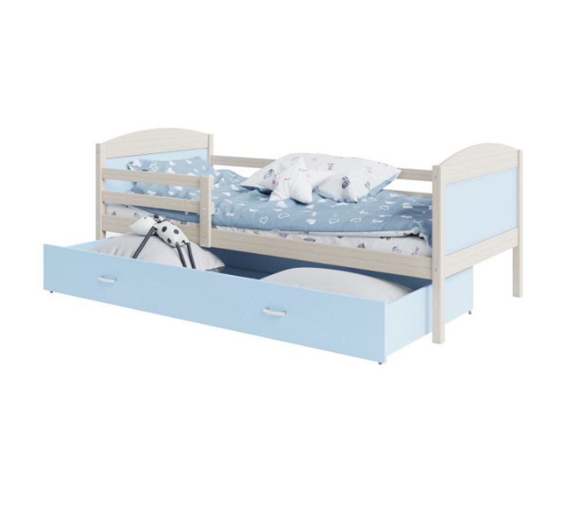 Lit Enfant Matys 80x160 Tiroir Pin - Bleu