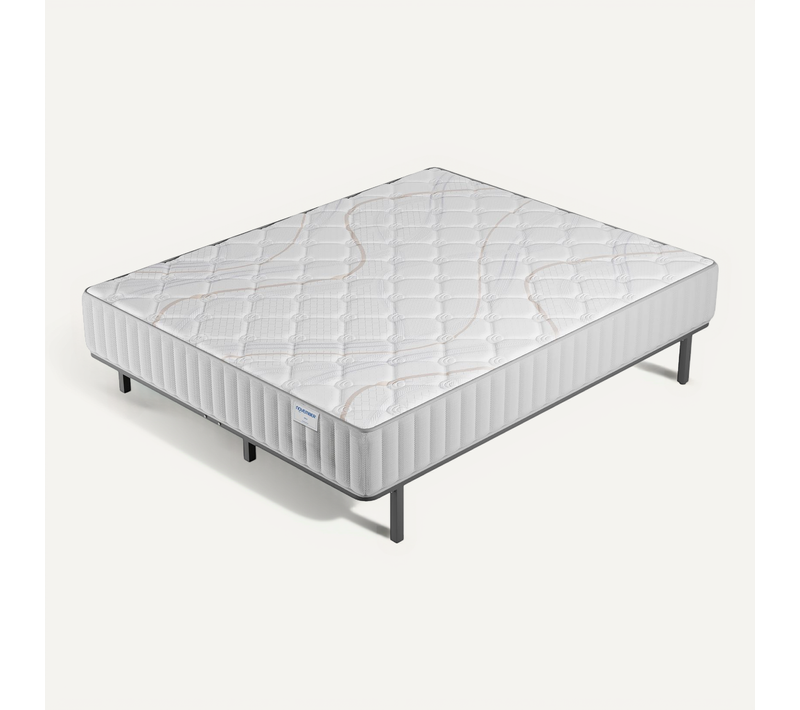 Ensemble 140x200 cm, sommier + matelas mousse, Ép.16cm accueil latex