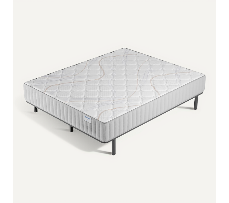 Ensemble 140x190 cm, sommier + matelas mousse, Ép.16cm accueil latex