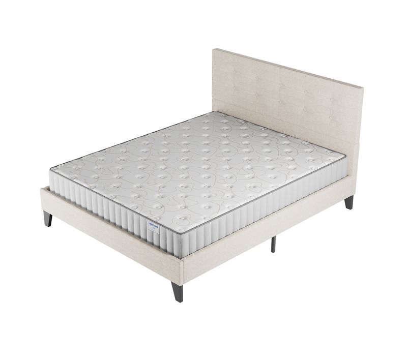 Ensemble 140x190 cm, lit avec tête de lit + matelas mousse Ép.16cm à mémoire de forme