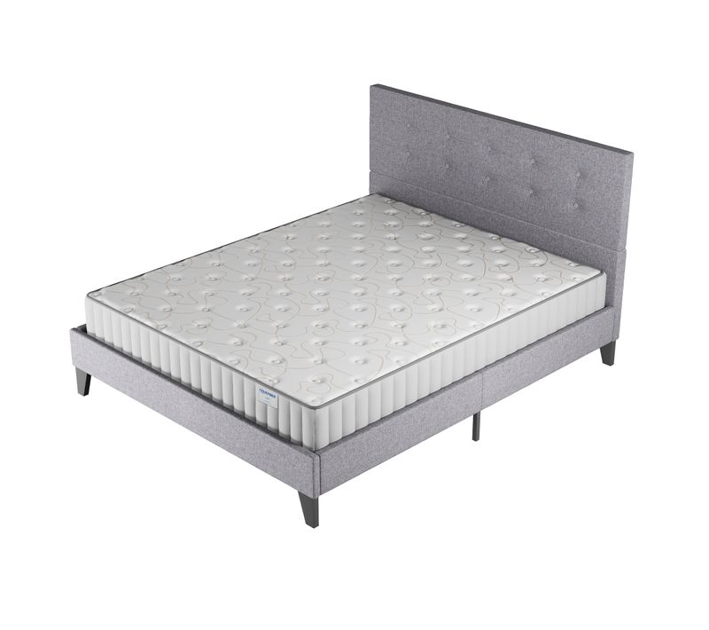 Ensemble 140x190 cm, lit avec tête de lit + matelas mousse Ép.22cm à mémoire de forme