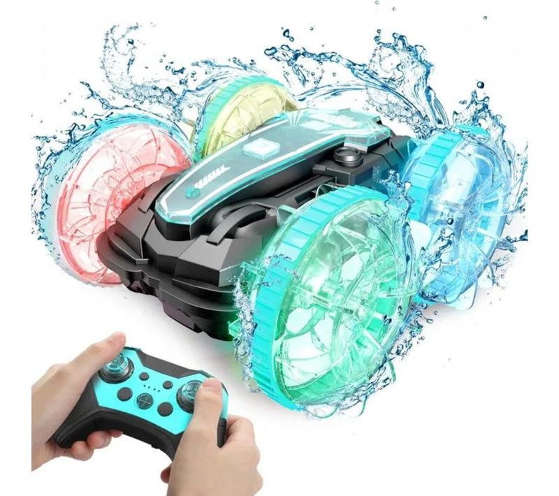 Voiture Télécommandée Tout Terrain Avec Roues Amphibies Et LED Intégrée, Rc Polyvalente Tout Sol, Jo