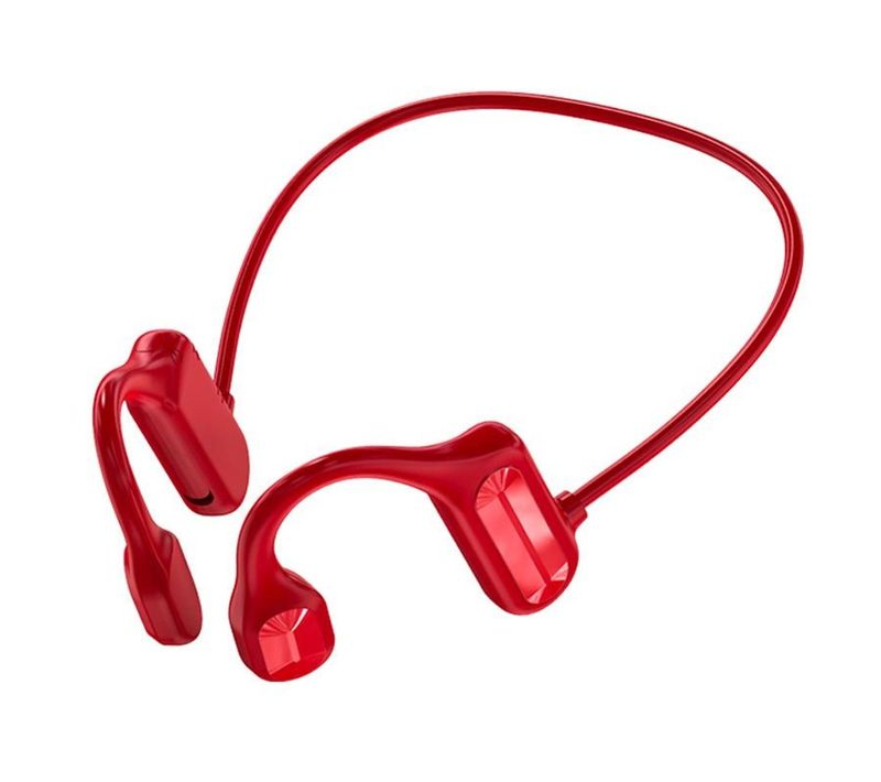 Casque à Conduction Osseuse Bluetooth 5.2 Rouge – écouteurs Oreilles Libres Pour Musique Et Appels,