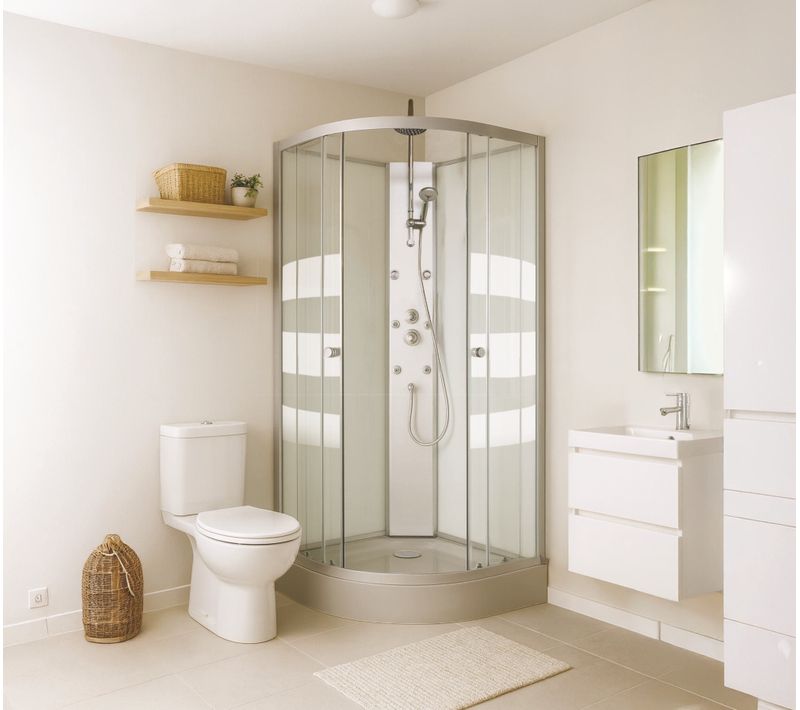 Cabine De Douche Hydromassante Amelia - Porte Coulissante - Gris - 1/4 C - 80cm