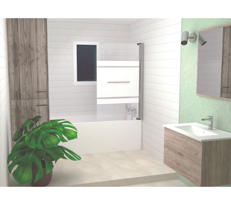 Pare-baignoire Olame - Paroi 80x140x0,4cm - Verre Trempé Sér. - Finitions Chromé