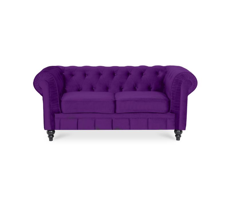 Canapé Chesterfield Velours 2 Places Altesse Violet