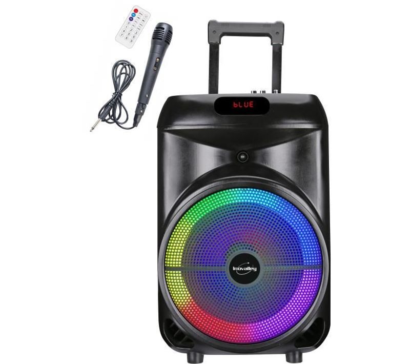 Enceinte Trolley - Inovalley - Ka122 - 700w - Bluetooth - Lumineuse