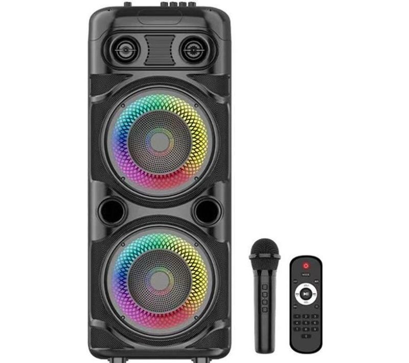 Enceinte Karaoké Lumineuse - Inovalley - Ka123-xxl - Bluetooth V5.0 - 75 Cm - 900 W - Noir