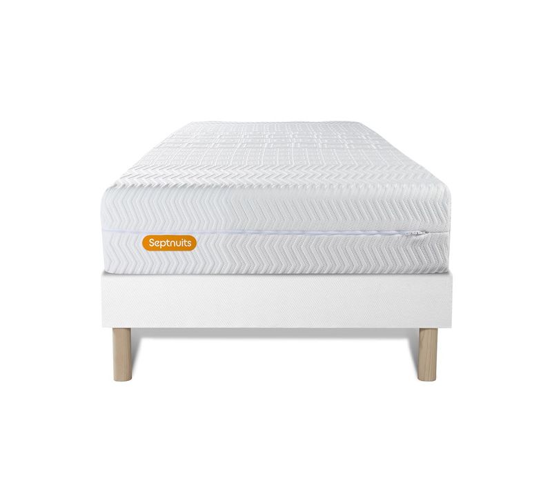 Ensemble Matelas Mémoire De Forme 90x190 Memo Bio Ep:26cm - Sommier Blanc