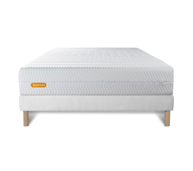 Ensemble Matelas Mémoire De Forme 140x200 Memo Bio Ep:26cm - Sommier Blanc