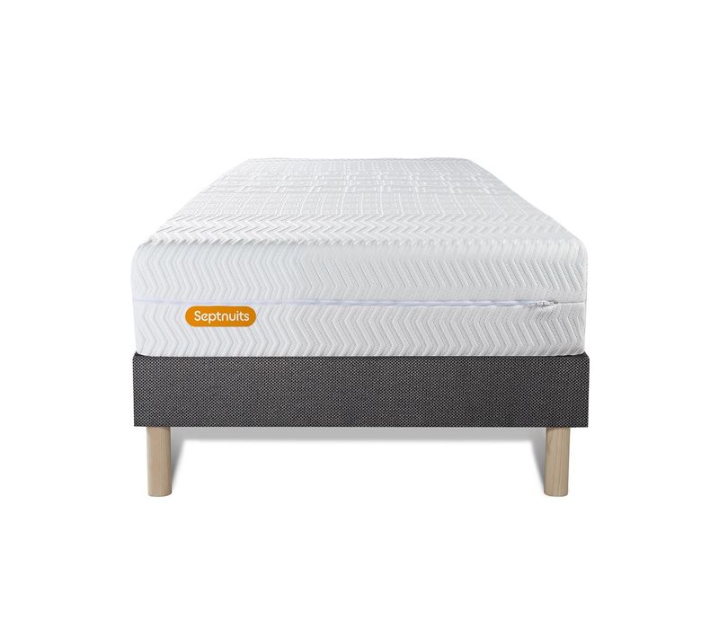Ensemble Matelas Mémoire De Forme 90x190 Memo Bio Ep:26cm - Sommier Gris