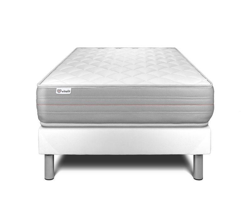Ensemble Matelas Mousse Polyuréthane à Mémoire De Forme 90x190 Vitalmemo Ep:18cm - Sommier Blanc