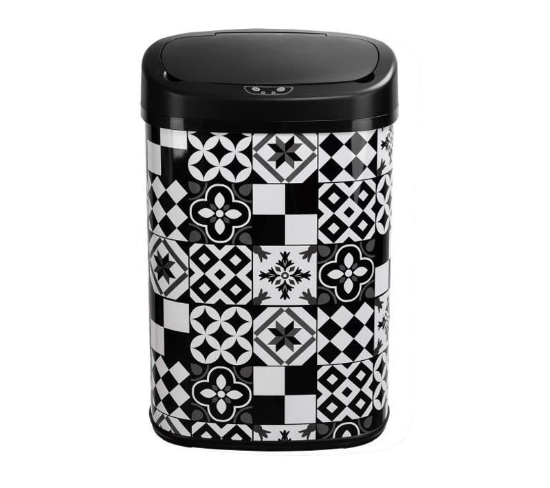 Poubelle De Cuisine Automatique 58 L Noir Et Blanc - Bat-58l Tile Black