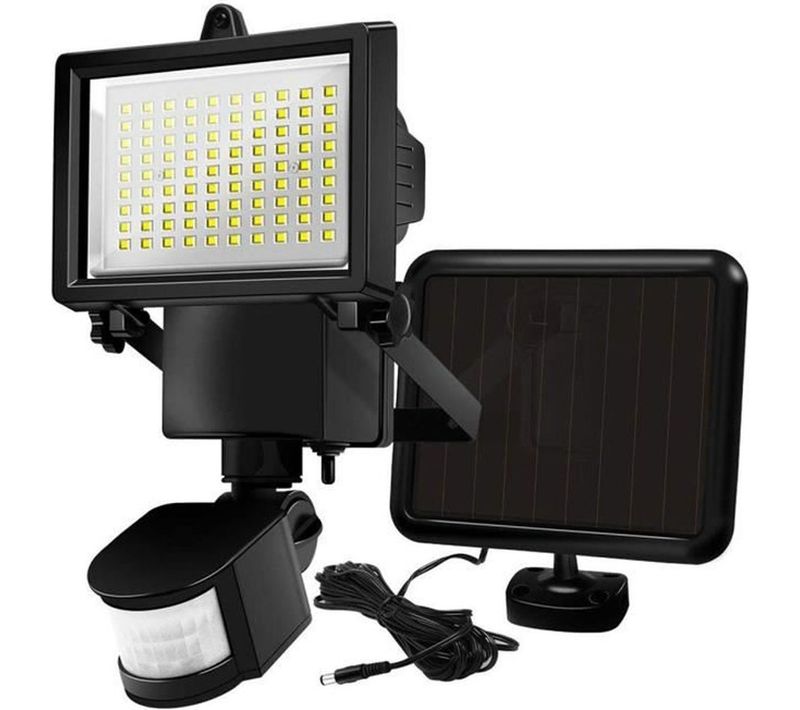 Projecteur Solaire Noir 1000 Lm Avec Détecteur De Mouvement 120°