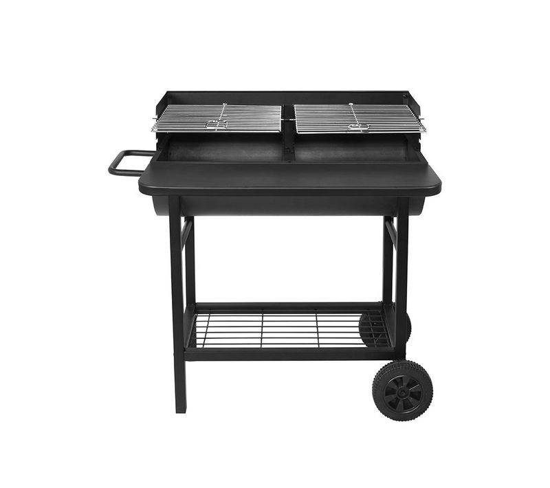 Barbecue Charbon De Bois 2 Grilles Alabama Noir Acier Inoxydable