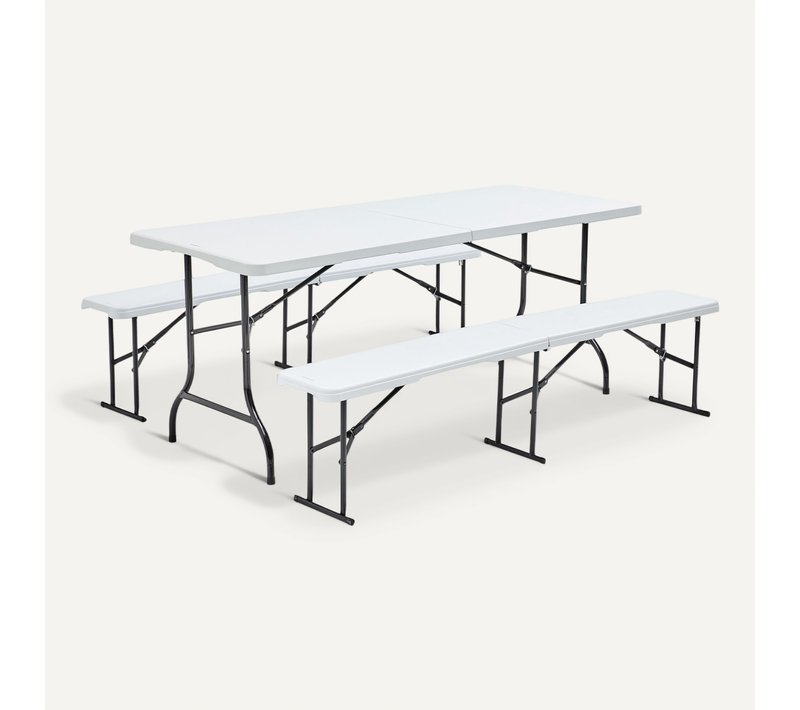 Table Pliante 180 Cm Et 2 Bancs Pliables Rekkem