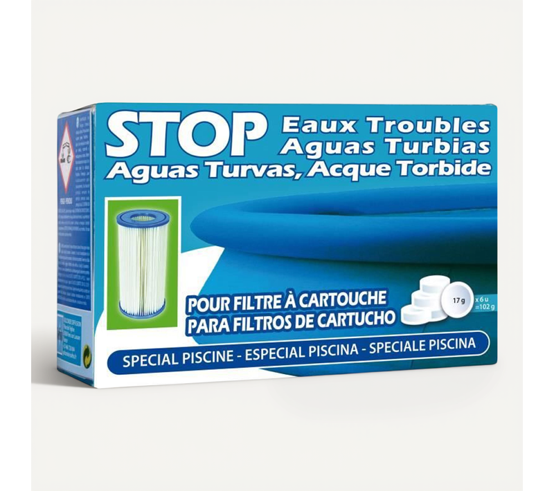 Pastilles Stop Eaux Troubles 102 G Pour Les Piscines Avec Filtre A Cartouche