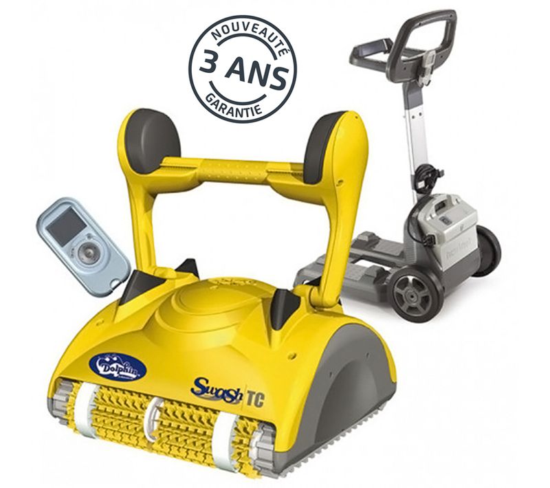 Robot Electrique De Piscine Fond, Parois Et Ligne D'eau Avec Télécommande Et Chariot - Swash Tc
