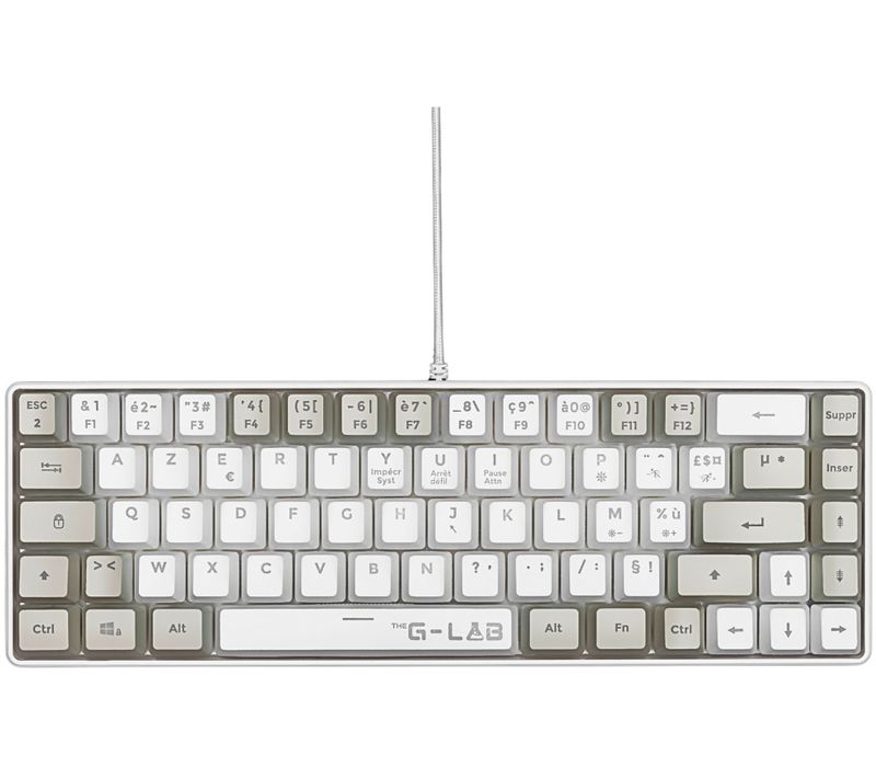 Clavier Gamer Filaire - Keyz-hydro-wg/fr - 60% Format Compact - Azerty - Rétroéclairé - Gris/blanc