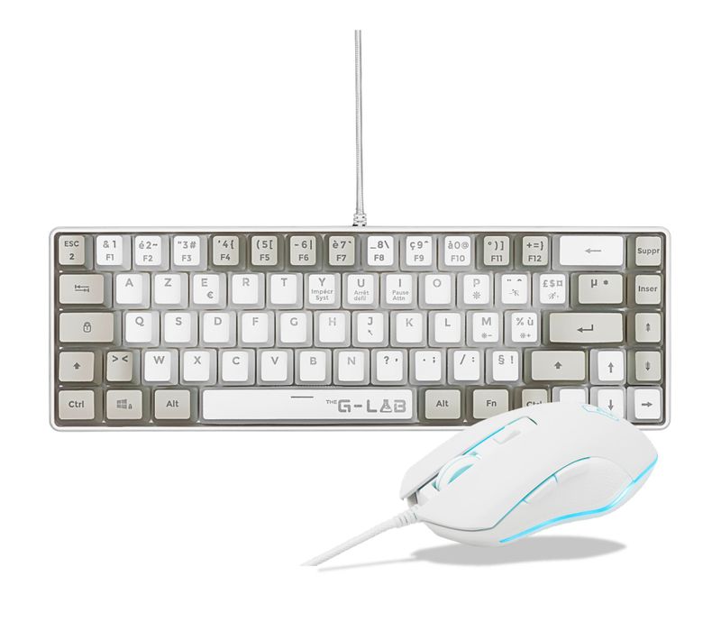 Pack 2 En 1 - Combo Hydrogen - Clavier Azerty - Souris Filaire - Blanc/gris