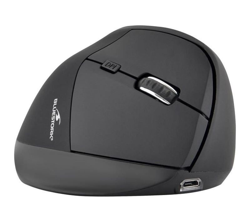 Souris Verticale Ergonomique Sans Fil Rechargeable Noire, 6 Boutons