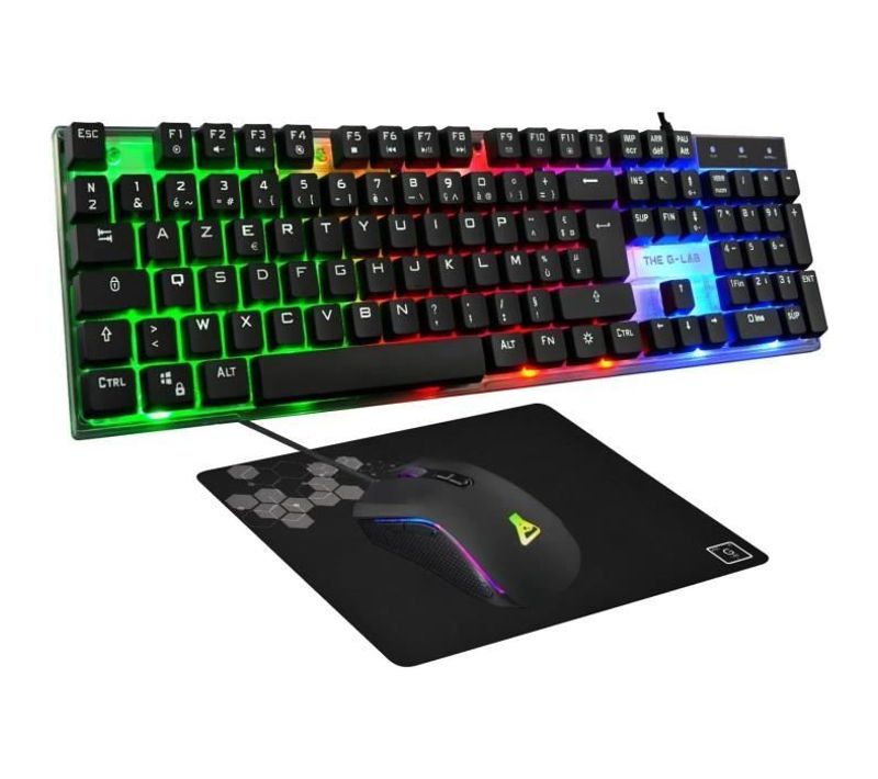 Pack Gamer 4 En 1 - Combo Yttrium - Souris Filaire - Clavier Filaire - Tapis De Souris