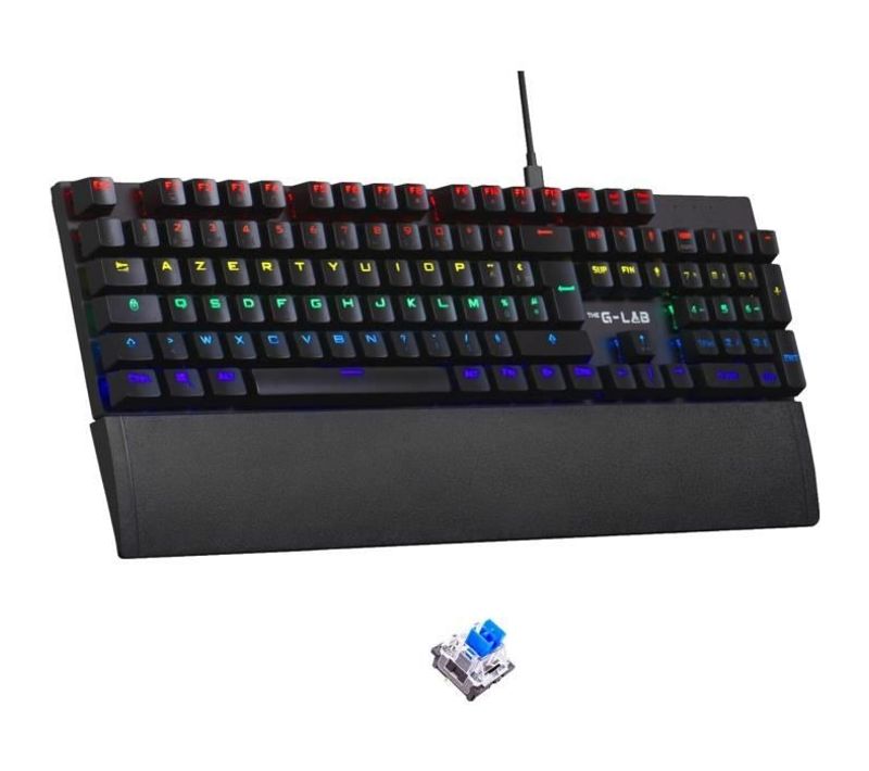 Clavier Gamer Keyz Carbone - Mécanique (switch Bleu) - Rainbow - Low Profile - Repose Poignet - Noir