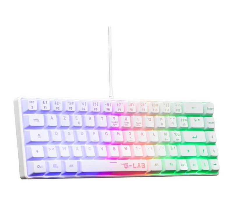 Clavier Gamer - The G-lab - Keyz Hydrogen - 60% Format Compact - Rétroéclairé - Filaire - Blanc