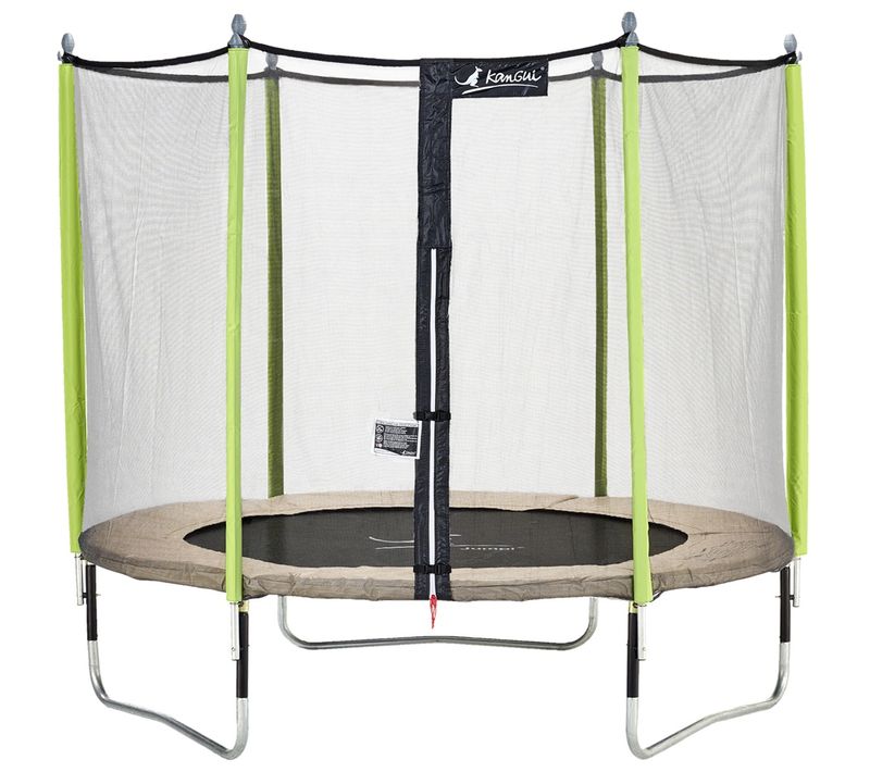 Trampoline Jardin D.300 cm + Filet De Sécurité - Jumpi 300 – Taupe/vert