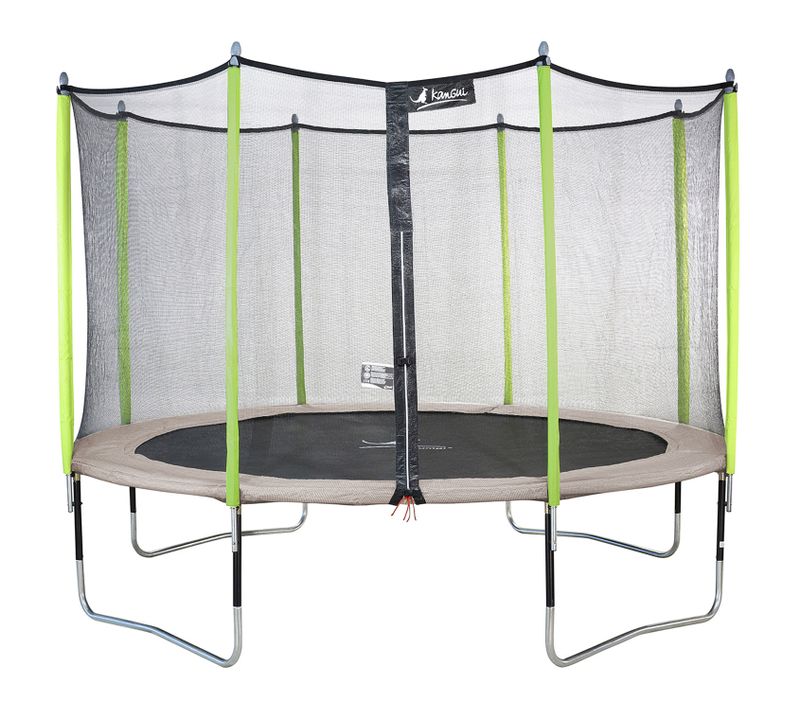 Trampoline De Jardin 365 Cm + Filet De Sécurité  Jumpi Taupe/vert 360