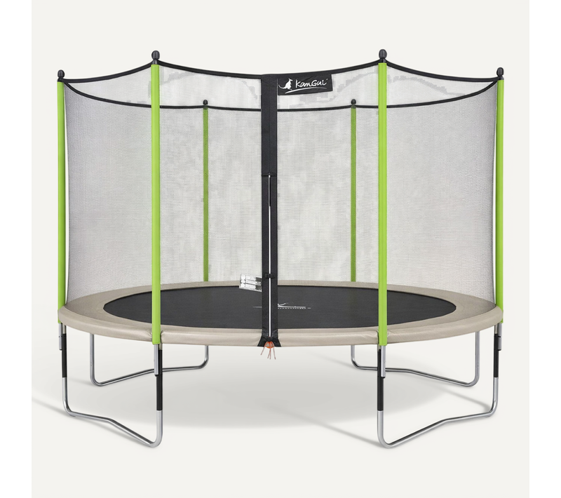 Trampoline Jardin D. 430 cm + Filet De Sécurité - Jumpi 430 - Taupe/vert