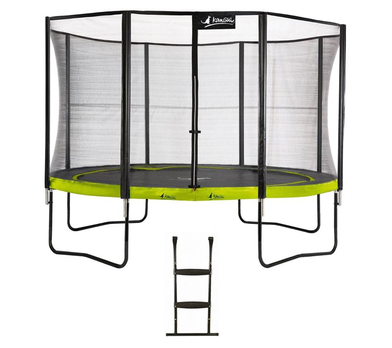 Trampoline De Jardin 365 Cm + Filet De Sécurité + Échelle - Punchi Vert 360