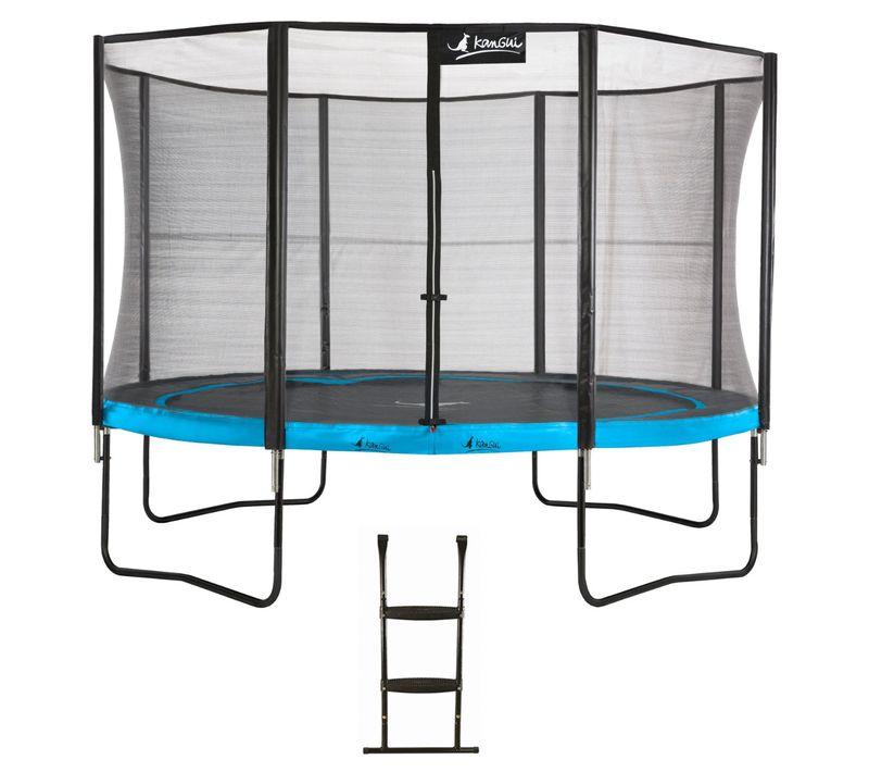 Trampoline De Jardin 365 Cm + Filet De Sécurité + Échelle - Punchi Bleu 360