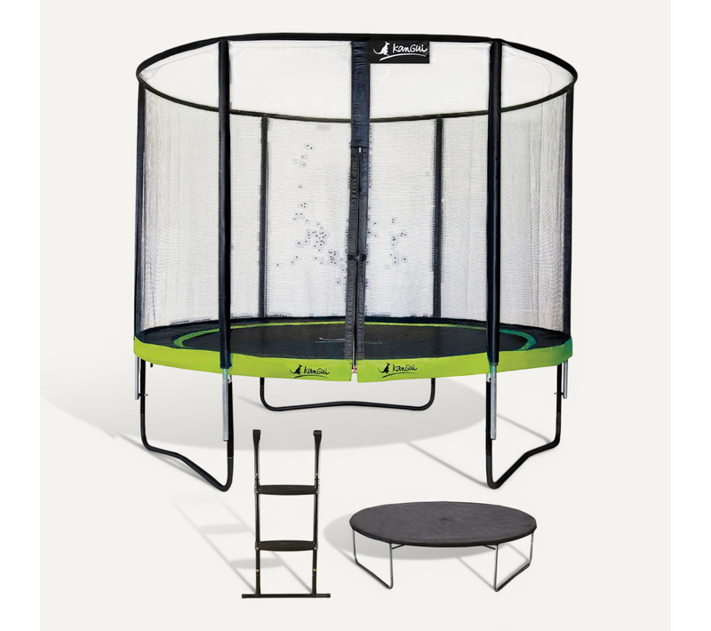 Trampoline D. 300cm + Filet De Sécurité + échelle + Bâche - Punchi 300 Vert